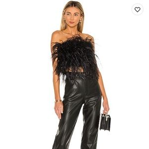 Lamarque Zania Feather Top, Black, Size M